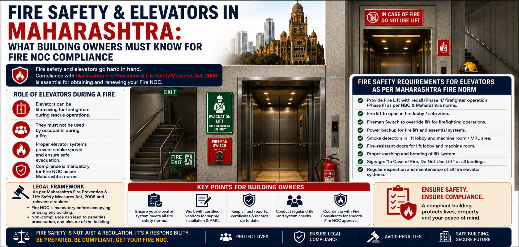 Fire Safety & Elevators in Maharashtra: What Building Owners Must Know for Fire NOC Compliance